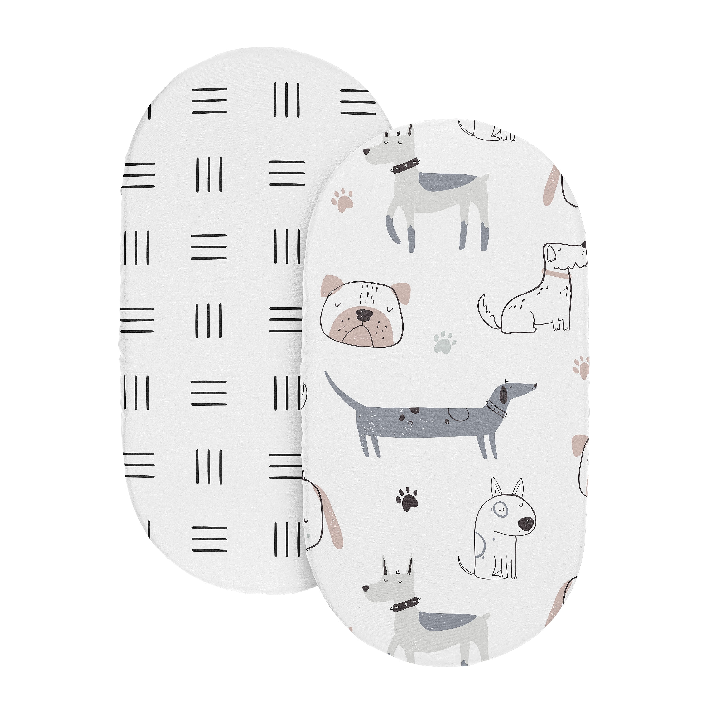 Sweet Jojo Designs Cartoon Puppy Boy, Girl, Unisex/Gender Neutral Baby Bassinet Fitted Sheets Set 2 Piece