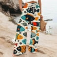 thumbnail image 3 of Palazzo Pants for Women 2026 Spring Summer Elastic High Waist Wide Leg Loose Flowy Cotton Linen Beach Pants with Pockets, 3 of 5