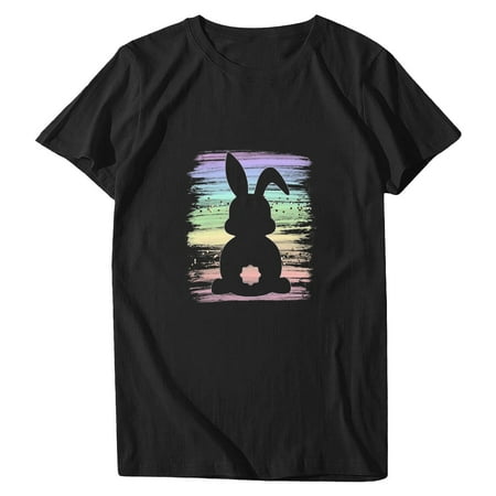 

Plus Size Blouses for Women Women Casual Printing Short Sleeves Round-Neck Loose T-Shirt Blouse Tops Maternity Shirts Black XL