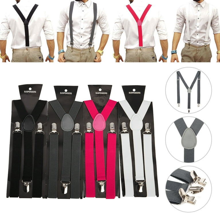 Navy Blue Solid Suspender - Adjustable Elastic Y Back & Strong Clip for  Men/Women