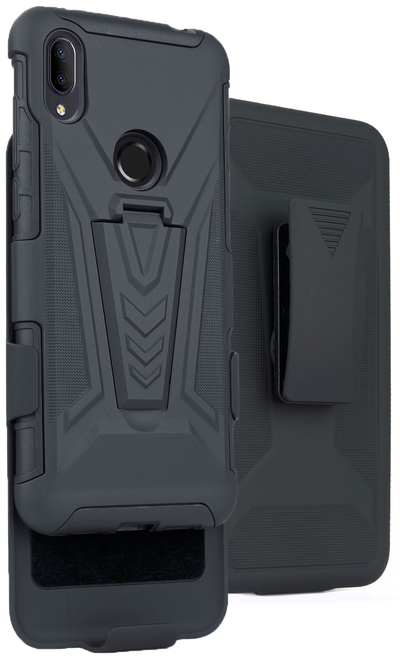 Case with Clip for Jitterbug Smart3 Phone, Nakedcellphone [Black] Rugged Hybrid Cover [with