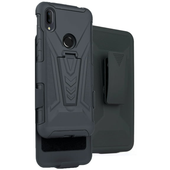 Case with Clip for Jitterbug Smart3 Phone, Nakedcellphone [Black] Rugged Hybrid Cover [with Kickstand] and [Rotating] Belt Hip Holster for Jitterbug Smart 3 (2021) for Seniors (aka Lively Smart)