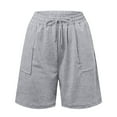 thumbnail image 6 of Ydojg Women Shorts Summer Short Sports Shorts Sports Trousers High Waist Shorts Shorty With Pockets And Drawstring Leisure Shorts For Running Gym Fitness Silver M, 6 of 7