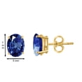thumbnail image 3 of Mauli Jewels Ear Rings for Women 2 Carat 7x5 Oval Shape Sapphire Earrings Carat 14k Yellow Gold 4-prong, 3 of 5