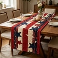 thumbnail image 5 of erdimoy 4th of July Patriotic Quilted Star Table Runner, 5 Styles Red White Blue Star Striped Linen Table Runner for Independence Day Memorial Day Home & Patio BBQ Decor, 5 of 6