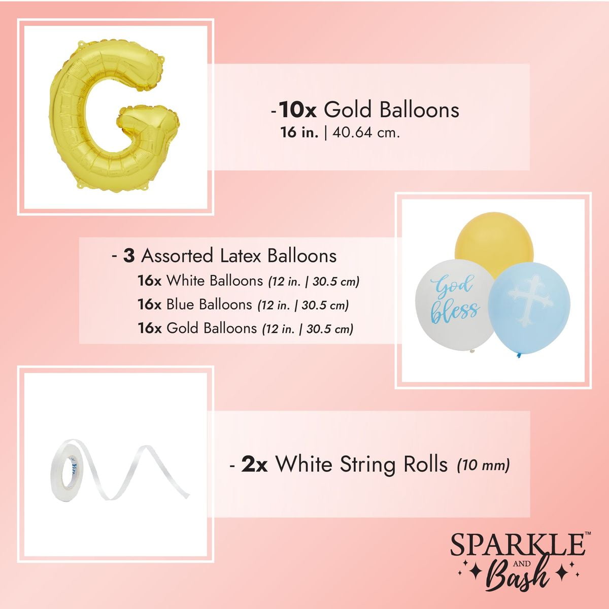 58 Pcs Set Metallic Gold God Bless Foil Balloons Banner Party For Boys Baptism Party Decorations First Communion 12 16 In Walmart Com