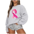 thumbnail image 2 of Ftwytp Lovely Pink Ribbon Graphic Fall Casual Round Neck Pullover Sweatshirts Tops Dressy Loose Long Sleeve T-Shirts Blouses, 2 of 5