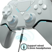 Wireles Game Controller for P4/Pro/PC/Slim, Bluetooth Gamepad Remote Joystick with LED Light Turbo/Dual Vibration/6-Axis Motion Sensor, White