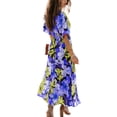 thumbnail image 2 of Valcatch Womens Casual Short Sleeve Boho Floral Printed V Neck Long Dress Side Slit Cocktail Party Maxi Wedding Dresses S-XXL, 2 of 7