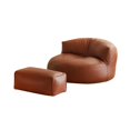 thumbnail image 2 of Sofá individual de suelo con reposapiés, moderno sofá individual de ocio, sillón para dormir, leer, sala de estar, apartamento, dormitorio Marrón, 2 of 8