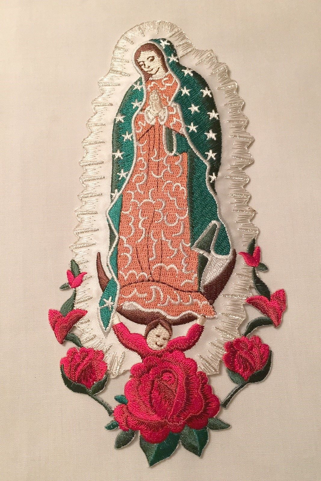 CF3728 Christening Baptism Gifts Guadalupe Virgin Mary Embroidered Iron On Patch