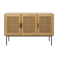 thumbnail image 3 of Buffet CorLiving Emmett en bois d'ingénierie avec 3 portes à treillis et 4 étagères, marron clair, 3 of 14
