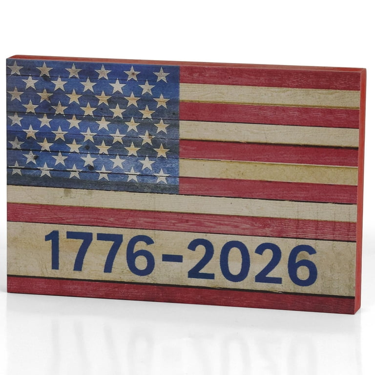 USA 250th Anniversary Wooden Sign Table Decor 7x4.7 inch