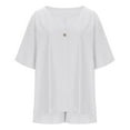 thumbnail image 4 of Atogsazn Womens Oversized Linen 2 Piece Set Plus Size V Neck Short Sleeve Blouse Shorts Outfit Fashion White XL, 4 of 8