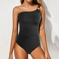 thumbnail image 2 of Gibobby One Shoulder One Piece Swimsuits for Women Tummy Control Modest Bathing Suits Full Coverage Slimming Swimwear Summer Beach Outfit(Dark Gray,L), 2 of 9