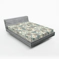 thumbnail image 2 of Ambesonne Floral Design Fitted Sheet, Flowers Retro Leaves, Queen Size, Cream Pale Azure Blue, 2 of 5