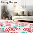 thumbnail image 2 of ODIKA 6'x9' Machine Washable Non-Slip Area Rug, Cane Stripe Swirl Design Sweet Holiday Themed Cheerful High Traffic Rug with Pad, Pink, 731577, 2 of 8