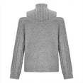 thumbnail image 6 of Blmnix Women's Lightweight Off Shoulder Sweaters Turtleneck Long Sleeve Gray Womens Fall Clothing, 6 of 7