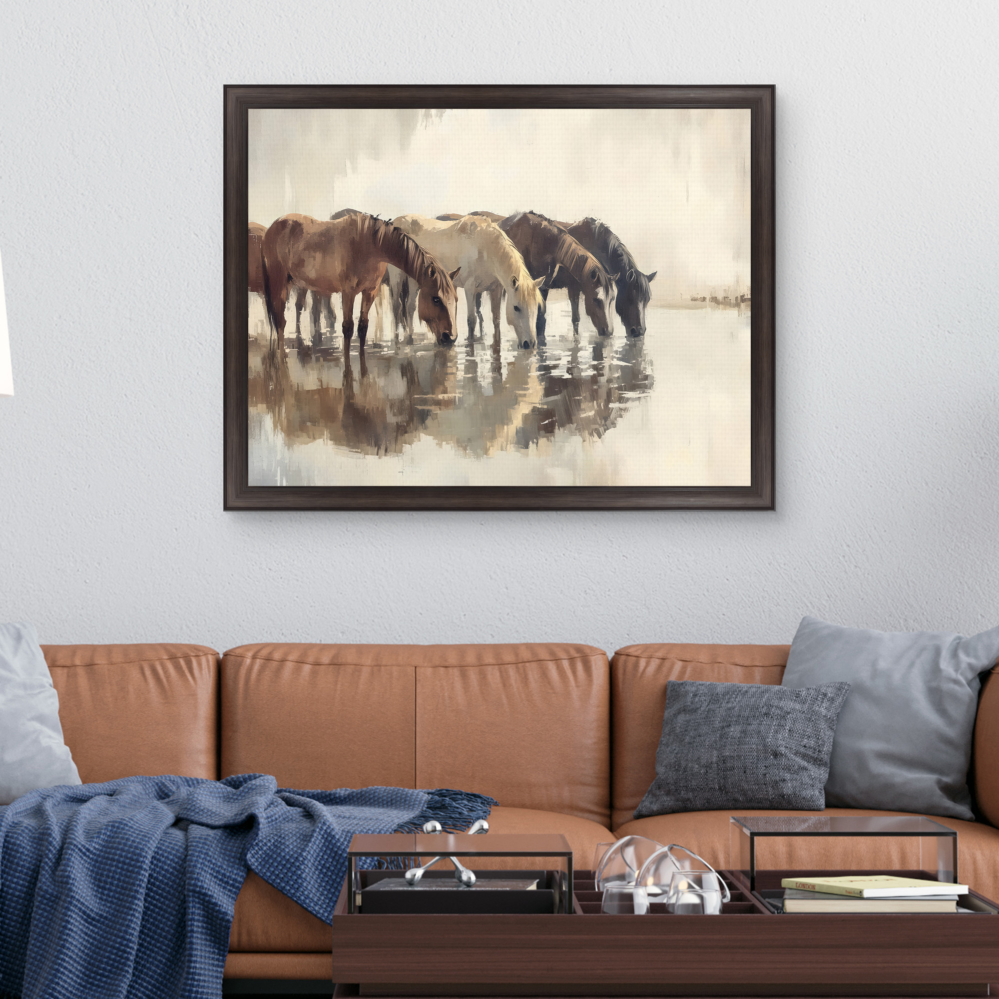 Herd of Horses Framed Canvas