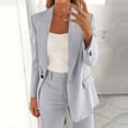 thumbnail image 2 of Wiicoznt Plus Size 2 Piece Pant Suits for Women Dressy Business Outfits Deep V-Neck Button Blazer Wide Leg Pants Solid Color Work Sets with Pockets, 2 of 9