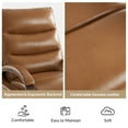thumbnail image 4 of Manual Genuine Leather Recliner Chairs 360-Degree Swivel Rocking Metal Base Set of 2 for Living Room Camel, 4 of 9