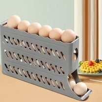 COM1950s Automatic Rolling Egg Dispenser,4-Tier Refrigerator Eggs Organizer with Space-Saving Design,Large Capacity Holds 30 Eggs for Kitchen Storage
