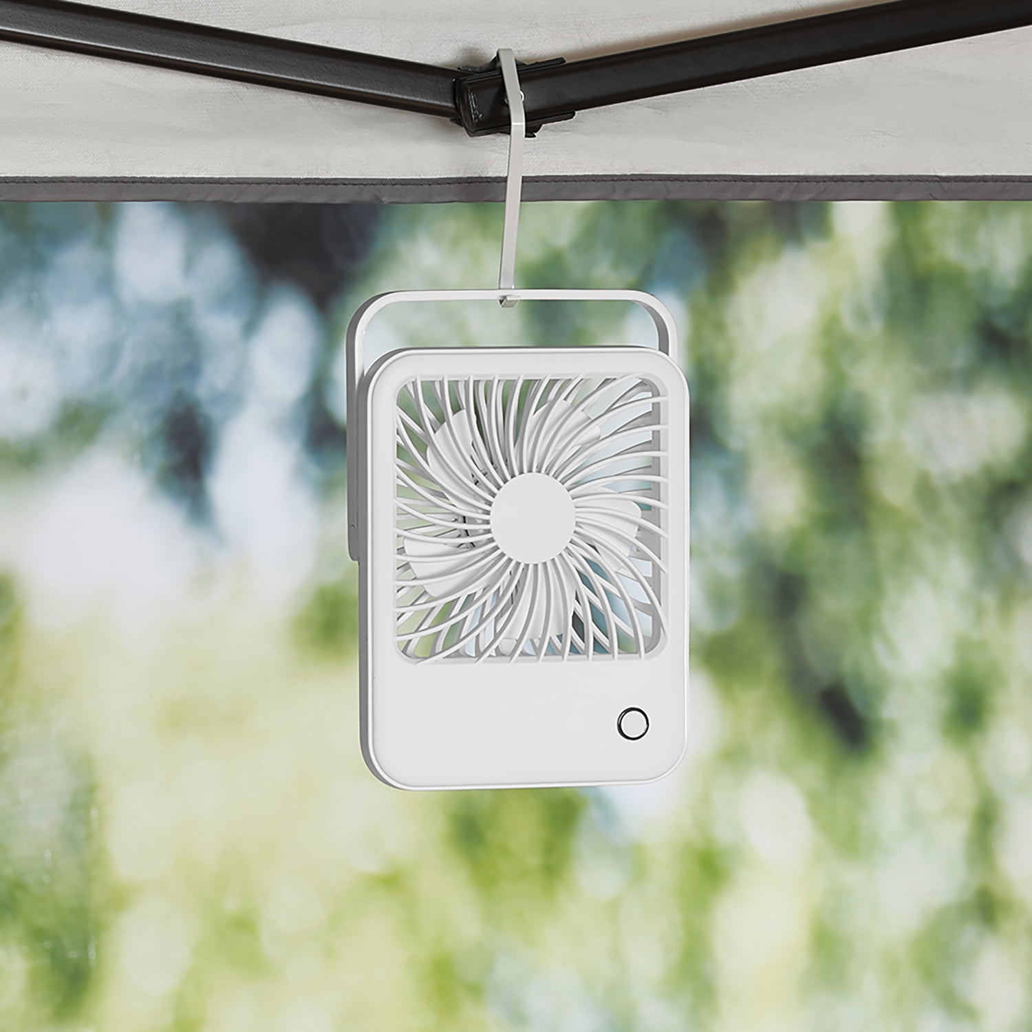 Mainstays 4 in 3-Speed Portable Rechargeable Foldable Fan with Lighted Button, White, Model FN1041NW