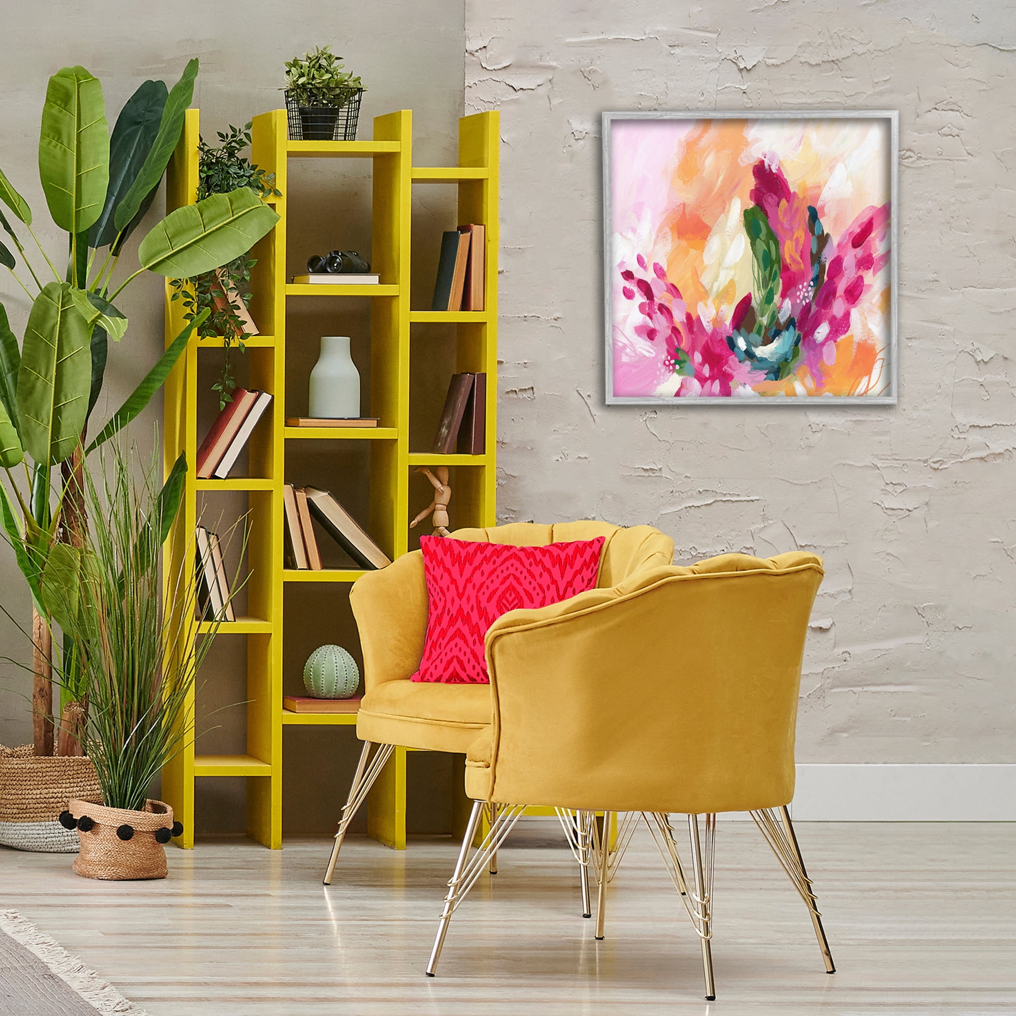 Stupell Industries Abstract Tropical Punch Abstract Painting Gray Framed Art Print Wall Art, 24 x 24