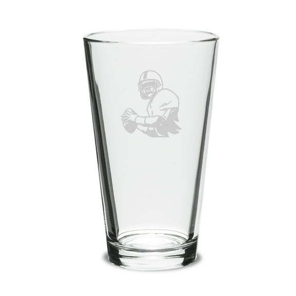 Quarterback Deep Etched 16oz Pub Glass