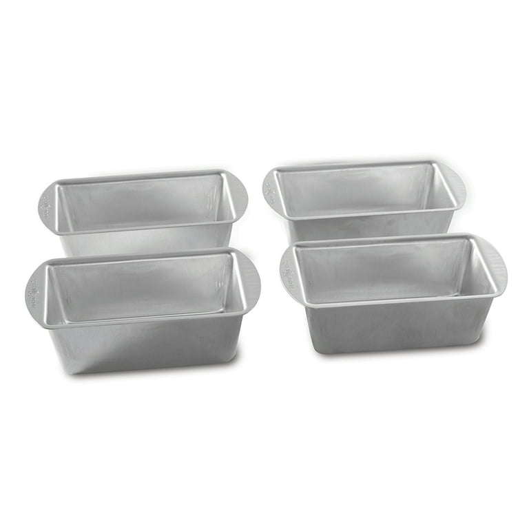 Nordic Ware Natural Aluminum Commercial Mini Loaf Pans, Four 2-Cup