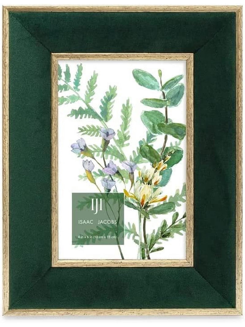フォトカ Isaac Jacobs, 4x6 Green Velvet Picture Frame, Double Metallic