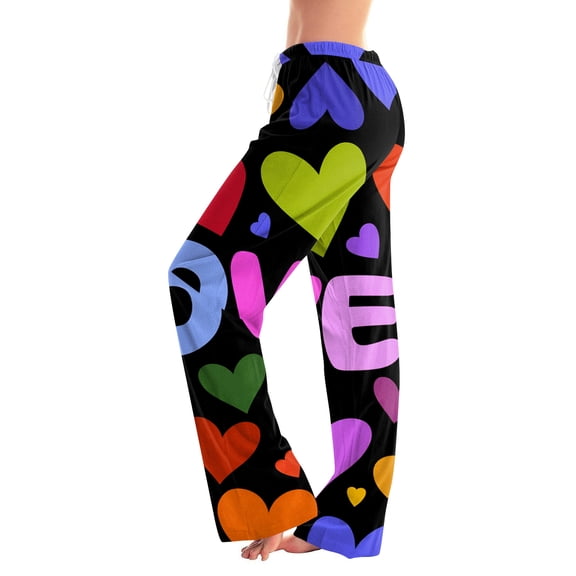 Women's Casual Valentine's Day Printed Pajama Pants, Flannel Sleepwear Lounge Pants for Women, Soft Comfortable Sleep Pants, Holiday Gift Pajamas,Multicolor,2XL
