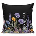 thumbnail image 2 of Spring Floral Throw Pillow Covers, Soft Pillowcases with Invisible Zipper, Summer Botanical Elegant Black Decorative Square Pillow Cushion Covers for Living Room Couch Sofa Bed 26x26 Inches, 2 of 8