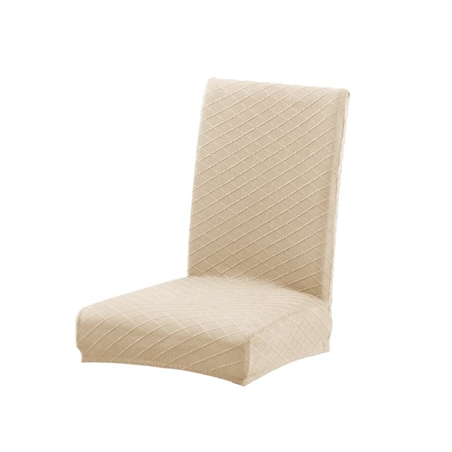 Cubierta de silla de comedor sólido Cómodo Universal Funda giratoria Resistente al desgaste Forma de diamante Simple Estilo Funda protectora Beige seitruly HA012483-04