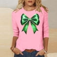 thumbnail image 2 of Posijego Plus Size Womens 3/4 Sleeve Shirts St Patricks Day Print Ladies Crew Neck Basic Tee Shirt Summer Tunic Tops, 2 of 5