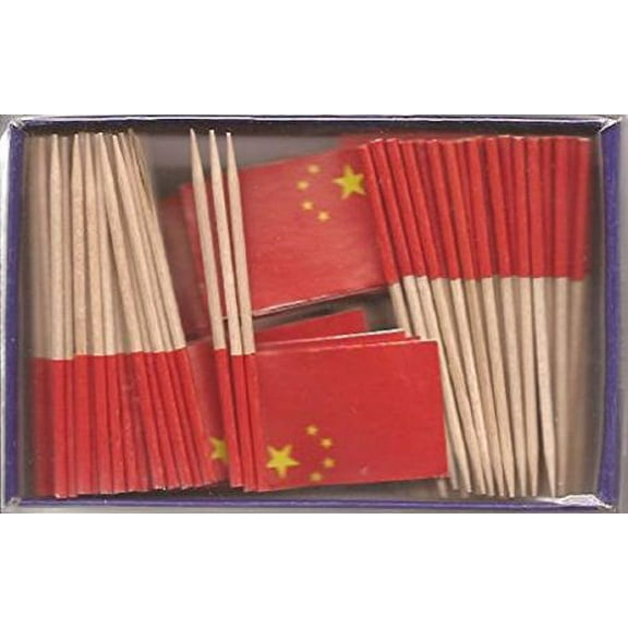 25 Box Wholesale Lot of China Toothpick Flags, 2500 Small Mini Chinese Flag Cupcake Toothpicks or Cocktail Picks
