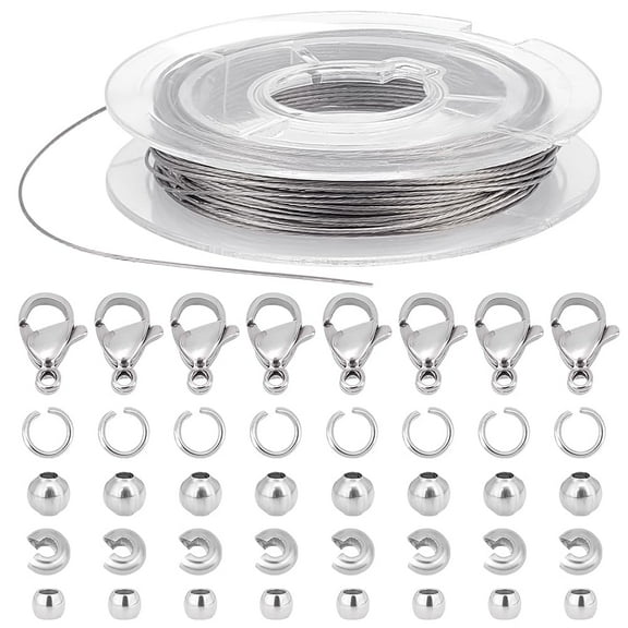 201 Stainless Steel Wire DIY Jewelry Making Kit Stainless Steel Color 2~12x0.38~7.5x0.38~3.5mm Hole: 1~2mm