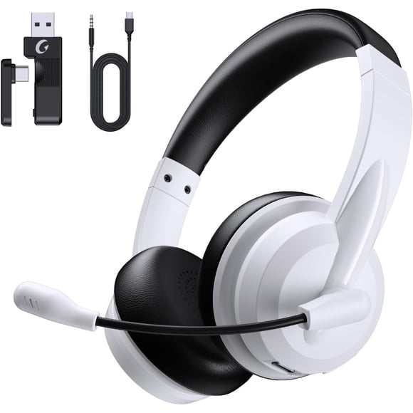 Froura Audífonos Inalámbricos de 2.4GHz con Micrófono para Trabajar con Cancelación de Ruido por IA y Silencio de Micrófono, Audífonos Bluetooth V5.3 con Micrófono para Computadora, Mac, Laptop, Telé