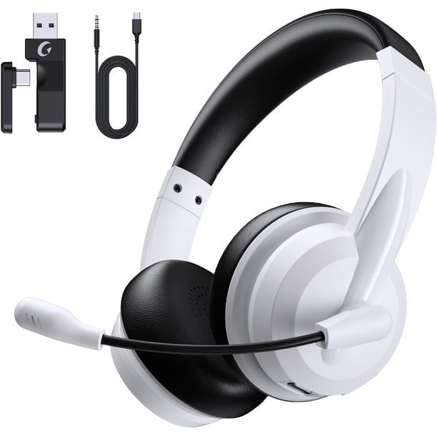 Froura Audífonos Inalámbricos de 2.4GHz con Micrófono para Trabajar con Cancelación de Ruido por IA y Silencio de Micrófono, Audífonos Bluetooth V5.3 con Micrófono para Computadora, Mac, Laptop, Telé
