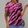 thumbnail image 6 of Pink Zebra Print Pattern Women's T-Shirt Short Sleeve T Shirts Tops Tee Ladies Loose T, 6 of 6