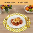 thumbnail image 4 of Yellow Geometric Round 13 Inch Placemats Set of 6, Modern Abstract Art Rhombus HeatResistant Non Slip Place Mats for Dining Table, Wipeable Braided Kitchen Table Mats for Housewarming, 4 of 9
