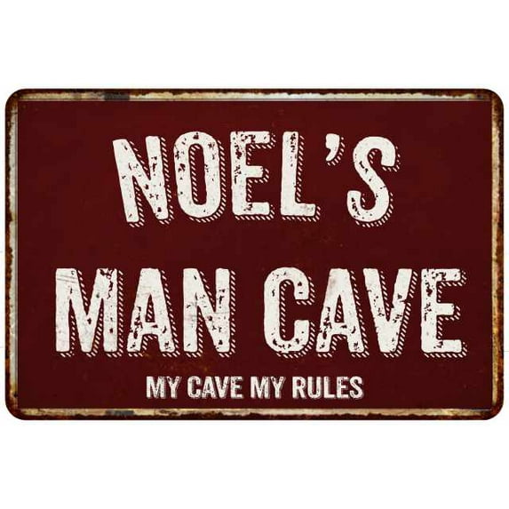 NOEL'S Man Cave Red Grunge Sign Metal 8x12 Decor 208120003097