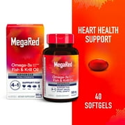 MegaRed Advanced 4in1 900mg Omega-3 Fish Krill Oil Supplements, Heart Brain Eyes Joints Health, 40 Softgels