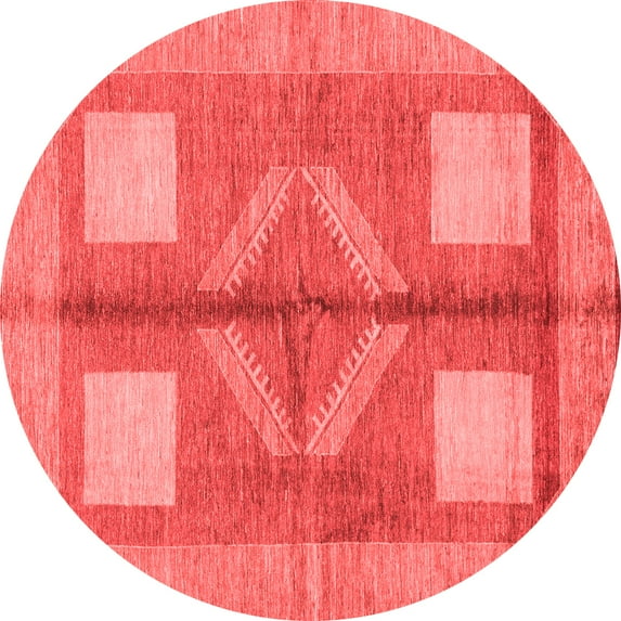 Ahgly Company Indoor Round Abstract Red Modern Area Rugs, 6' Round