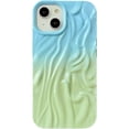 thumbnail image 1 of Pleated Water Ripple Chrome Wave Pattern Soft Compatible with iPhone Case (Blue Green,iPhone 13 Pro Max), 1 of 4