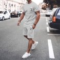 thumbnail image 1 of 2025 Men's Summer Tracksuit Athletic Suit Casual Color Block Drawstring Waist Plus Size Comfortable Breathable Lightweight Workout Set, 1 of 5