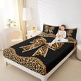 thumbnail image 3 of Erosebridal Fashion Leopard Print Bowtie Kids Bed Sheets,Cheetah Pattern Theme Bowknot King Sheets For Girls 4pcs, 3 of 6