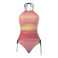 thumbnail image 4 of Kcodviy Maillot de Bain pour Femme Tankini 2 Maillots avec Soutien de Poitrine pour Femmes Pièce Maillot Normal Dos Nu 2 Pcs Imprimé Réglable Couleur Imprimée Rembourré à Bretelles Maillots de Bain Vacances Tenue de Plage, 4 of 4