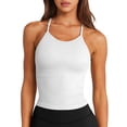 thumbnail image 1 of Sujetador deportivo LASLULU top corto con cuello halter blanco para mujer, 1 of 6