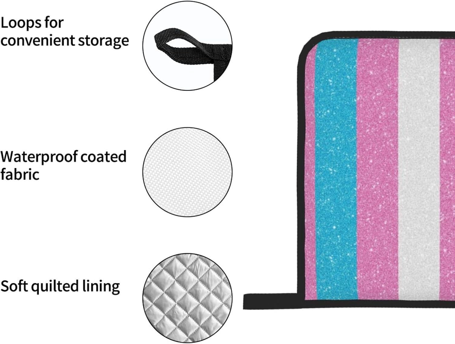 Glitter Transgender Proud Flag Oven Mitts and Pot Holders 4 Pcs Set,High Heat Resistant 500 Degree Extra Thicken Long Kitchen Cotton Oven Glove for Cooking